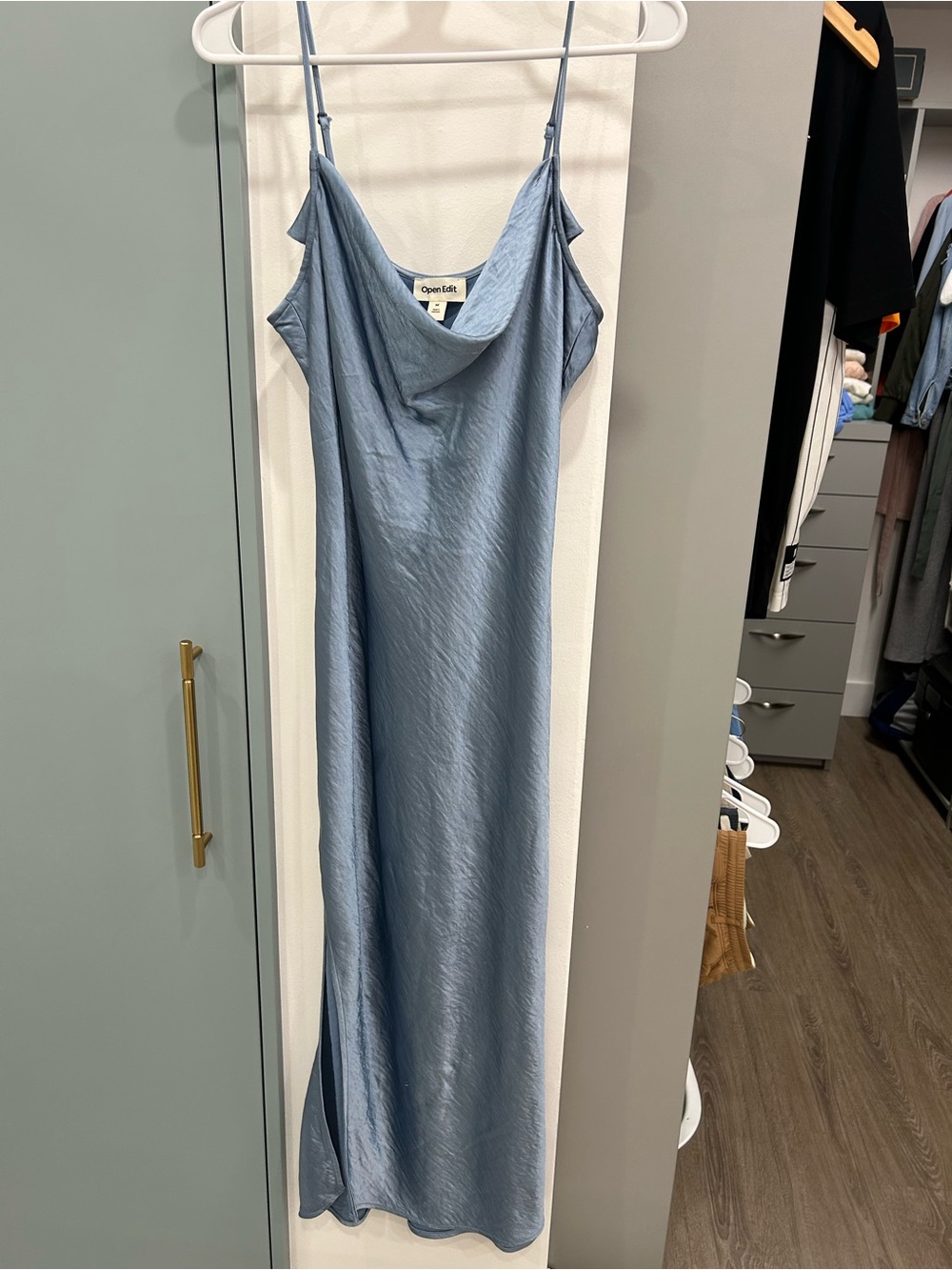 Blue Satin Slip Dress